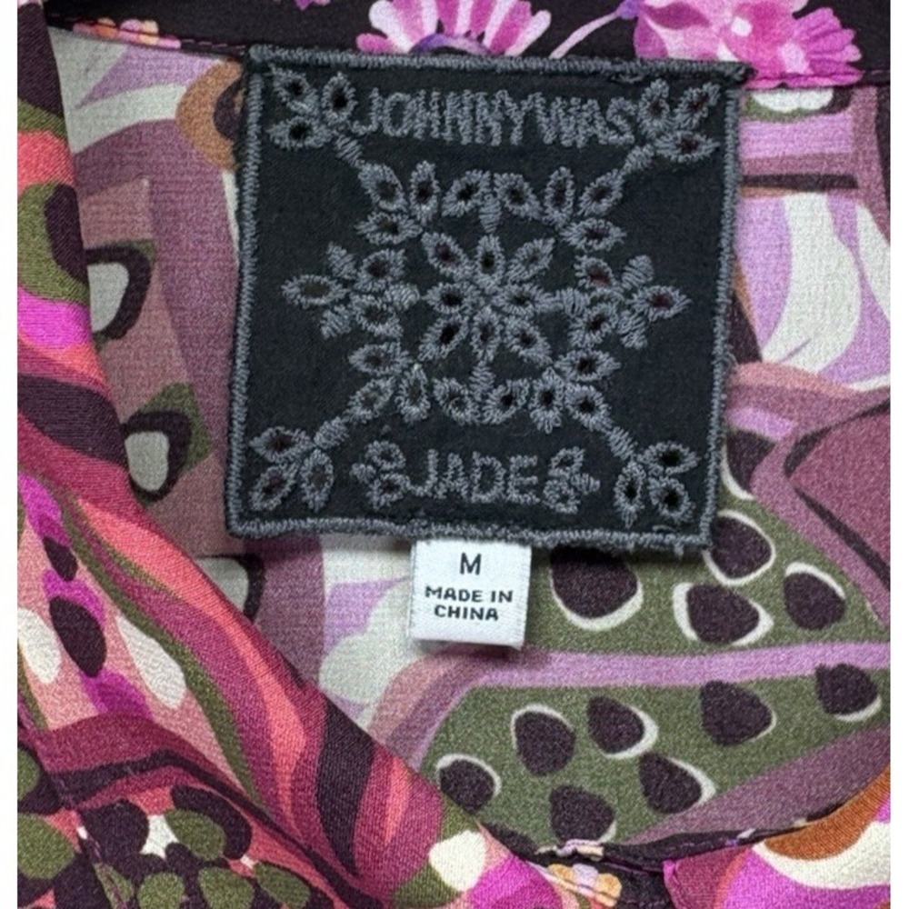 Johnny Was Dreamers Vivanna Silk Blouse M Floral Button Front Boho Shirt Top - Picture 5 of 10